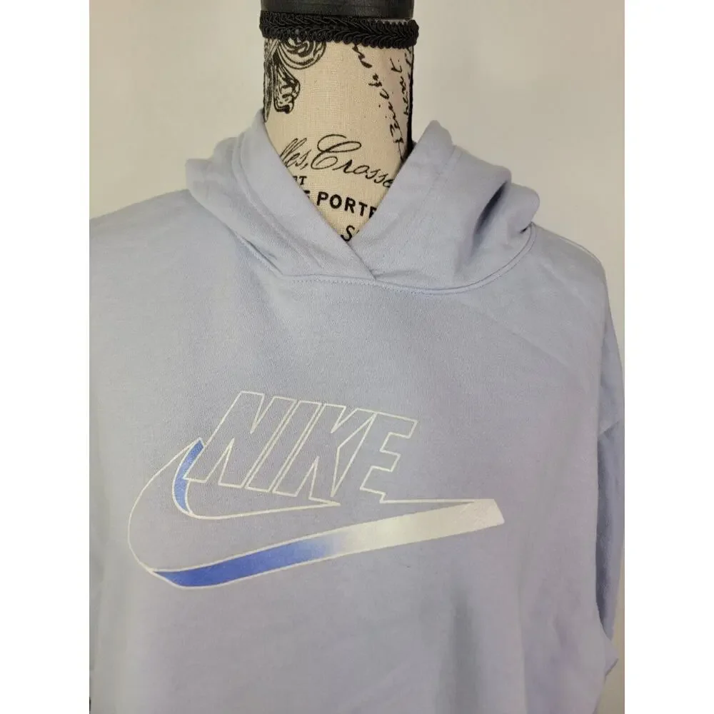 Nike Sportswear Hooded Sweater Womens SZ XL Easy Fleece Hoodie Blue DD5780-057…